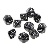 10-sided, 12-sided, 12-sided dice D10, D12, D20